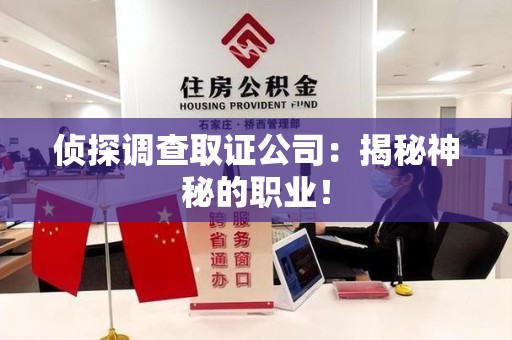福州侦探调查取证公司：揭秘神秘的职业！