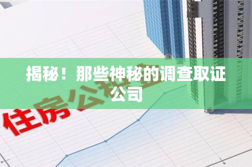 福州揭秘！那些神秘的调查取证公司