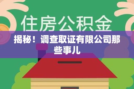 福州揭秘！调查取证有限公司那些事儿