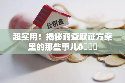 福州超实用！揭秘调查取证方案里的那些事儿😎