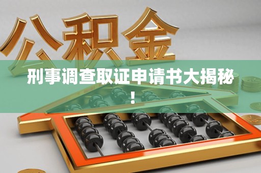 福州刑事调查取证申请书大揭秘！